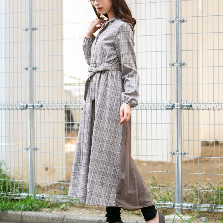ポリウレタ ワンピース グレンチェクガウンワンピース Zozotown Paypayモール店 通販 Paypayモール ウエスト