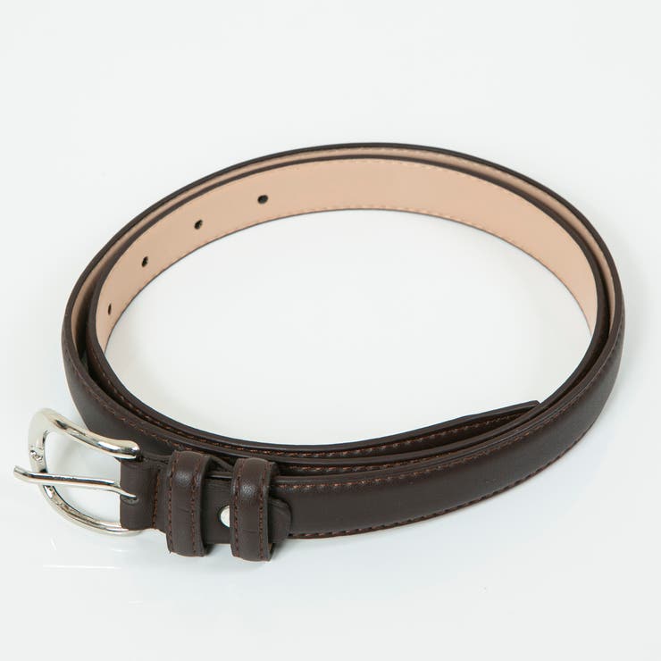 シルバーバックル2.5cm幅 レディースベルト[品番：PPNW0000638