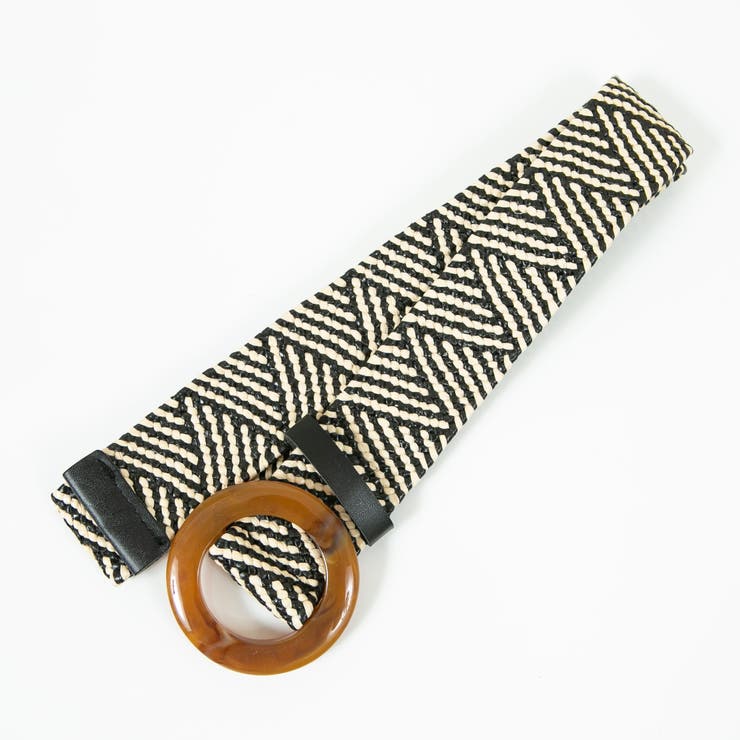 編み込みべっ甲風丸バックルフリーサイズ4cm幅 レディースベルト