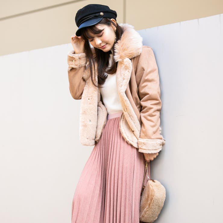 フェイクムートン ファー付き(取り外し可)ライダースジャケット[品番