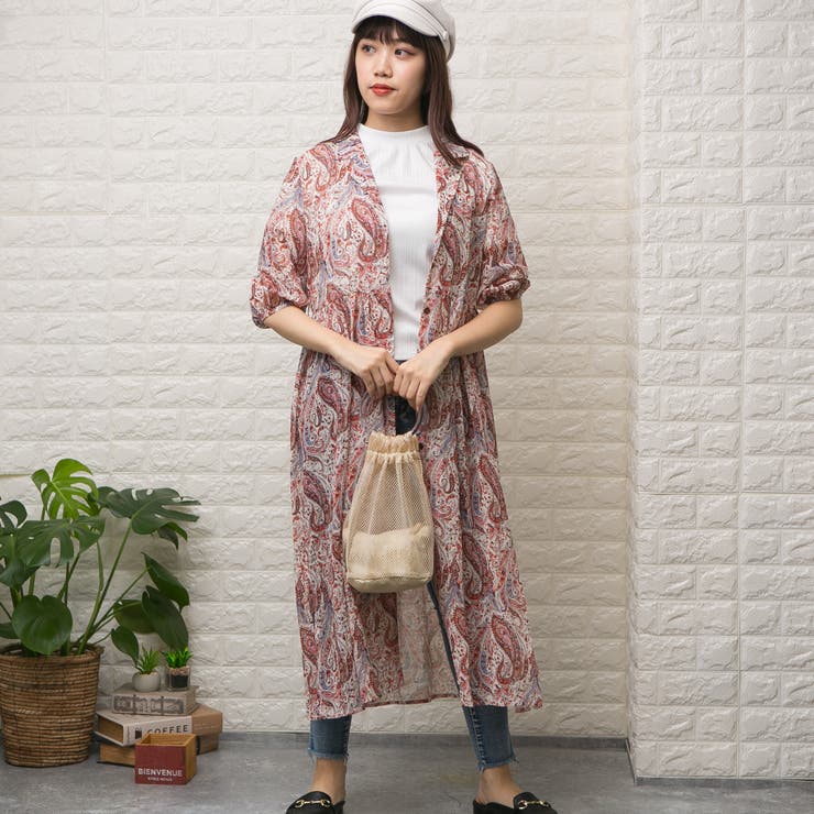14 ヌキテパ ロングワンピース ペイズリー 総柄 シースルー プリーツ レッド ne Quittez pas ヌキテパ ワンピース Cotton Organza Paisley