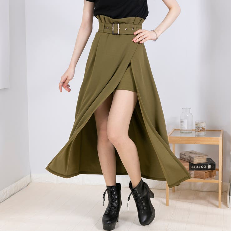 ☆M/L2サイズ☆美脚 深スリット インナーショートパンツ付き ロング