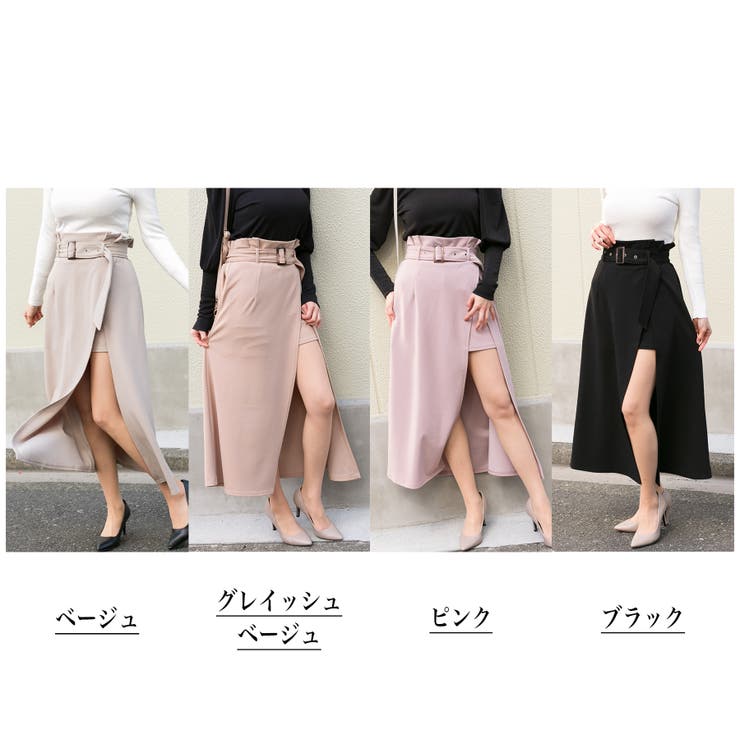 ジョーゼットポンチ インナーショートパンツ付 スカート[品番