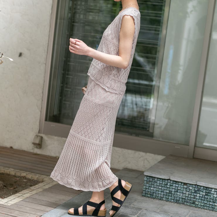 ニット タンク+ナロースカート セットアップ[品番：PPNW0002505