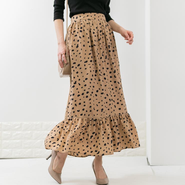 ベージュ | ダルメシアン柄 ティアード スカート | Pumpkin  Port