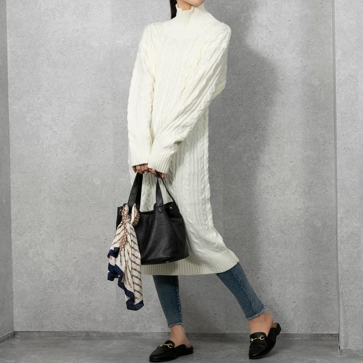 アイボリー | ケーブルニット ロングワンピース | Pumpkin  Port