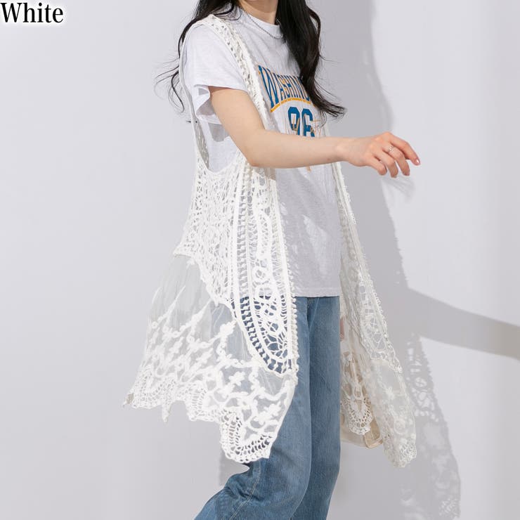 ホワイト | かぎ針ロングジレ | Pumpkin  Port