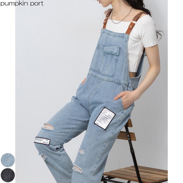 ダメージデニム サロペット[品番：PPNW0003641]｜Pumpkin Port