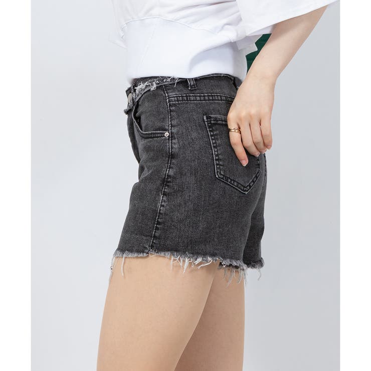 ストレッチ ダメージ デニムショートパンツ[品番：PPNW0003678