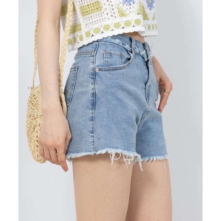 mfpen flower rivet ショートデニムパンツ