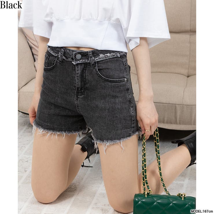 ストレッチ ダメージ デニムショートパンツ[品番：PPNW0003678