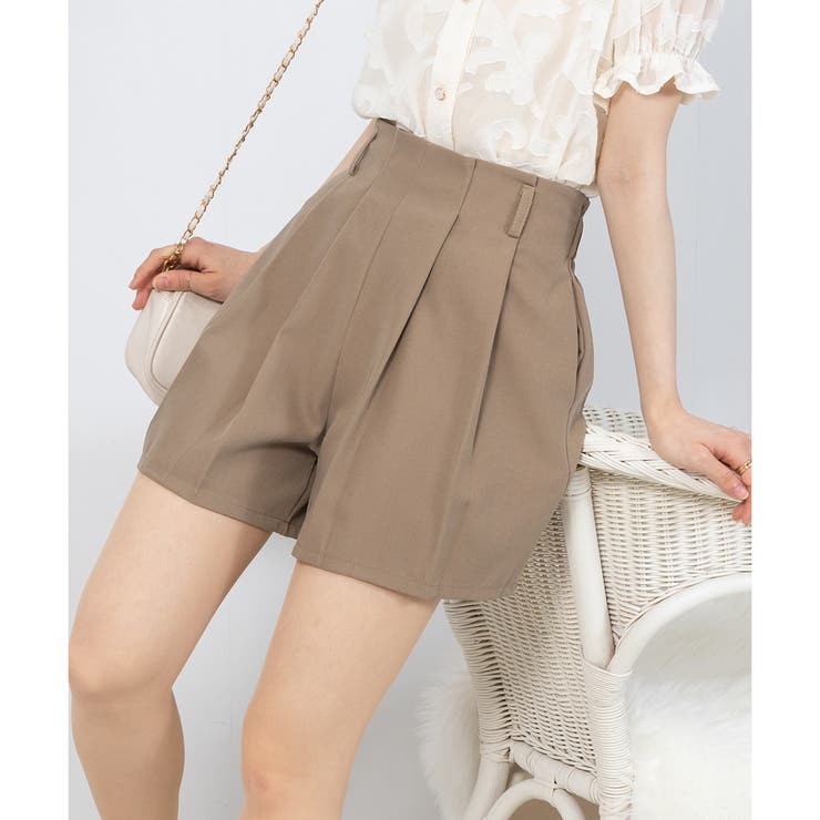 ハイウエスト タックプリーツ ショートパンツ[品番：PPNW0003679