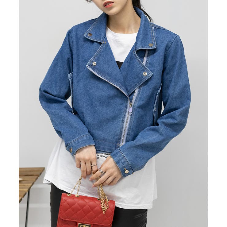 デニム ライダースジャケット 韓国 韓国ファッション Y2K[品番