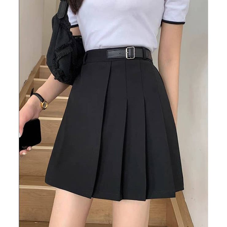 サイドベルト インパン付 プリーツミニスカート S/M2サイズ 韓国 Y2K