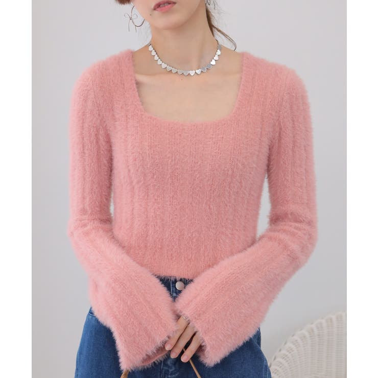 シャギーニット 短丈 スクエアネック ニット | Pumpkin  Port | 詳細画像23 