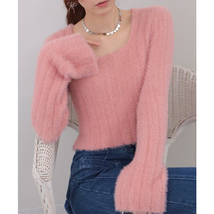 シャギーニット 短丈 スクエアネック ニット | Pumpkin  Port | 詳細画像28 