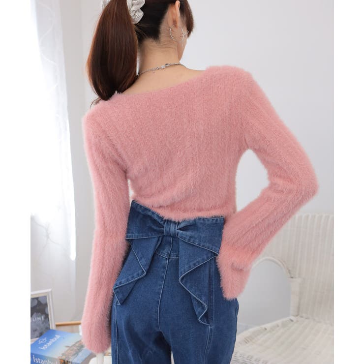 シャギーニット 短丈 スクエアネック ニット | Pumpkin  Port | 詳細画像30 