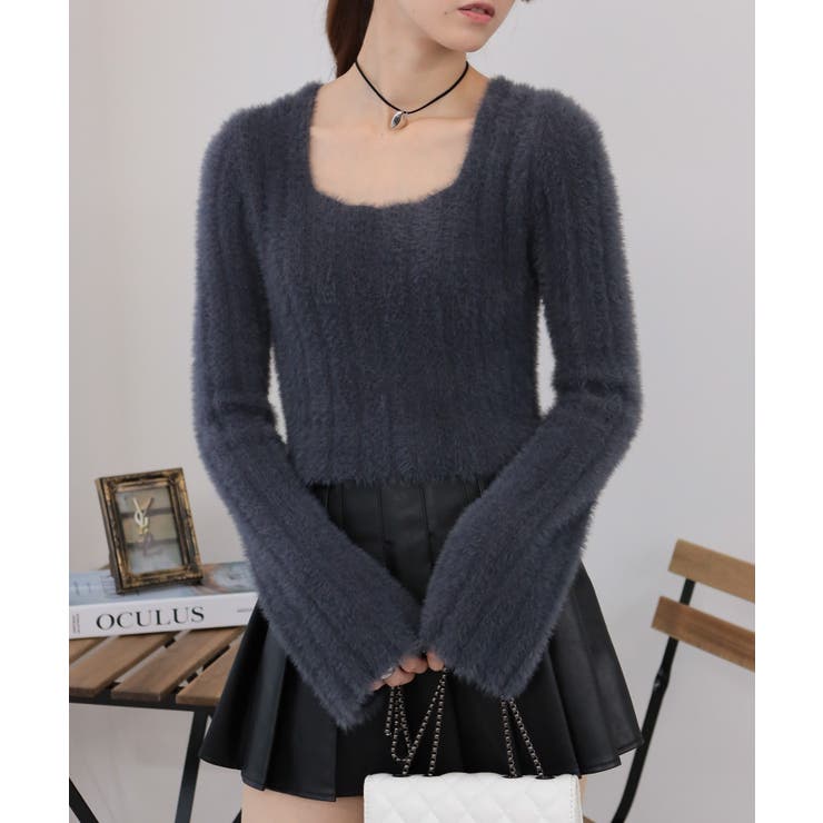 シャギーニット 短丈 スクエアネック ニット | Pumpkin  Port | 詳細画像32 