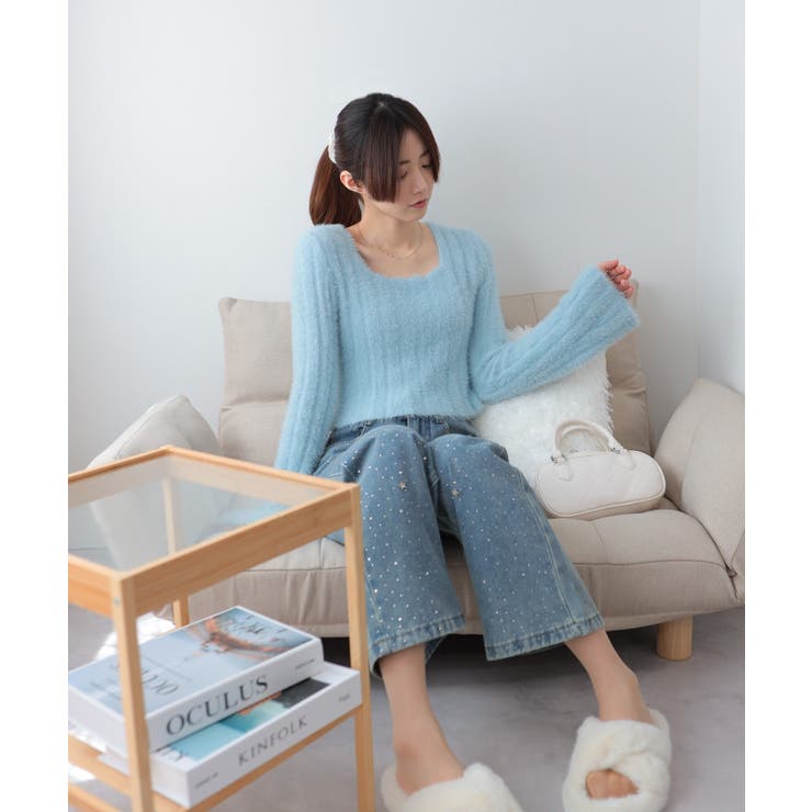 シャギーニット 短丈 スクエアネック ニット | Pumpkin  Port | 詳細画像39 