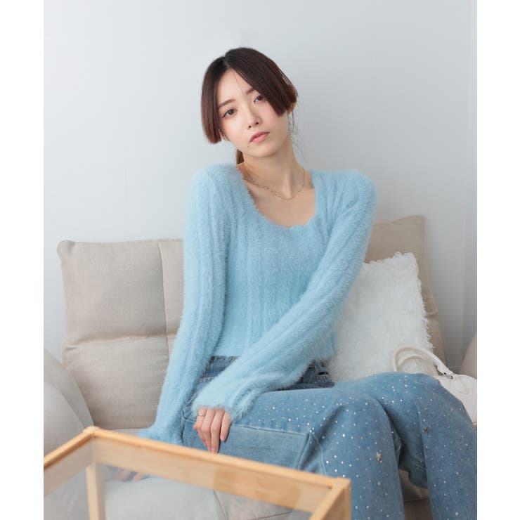 シャギーニット 短丈 スクエアネック ニット | Pumpkin  Port | 詳細画像41 