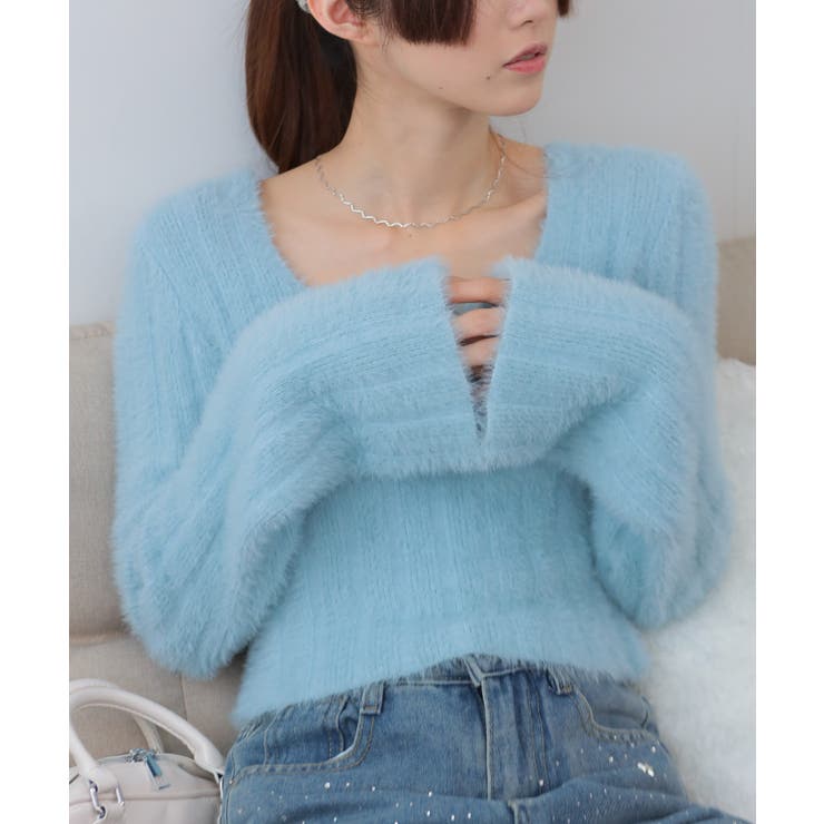 シャギーニット 短丈 スクエアネック ニット | Pumpkin  Port | 詳細画像45 