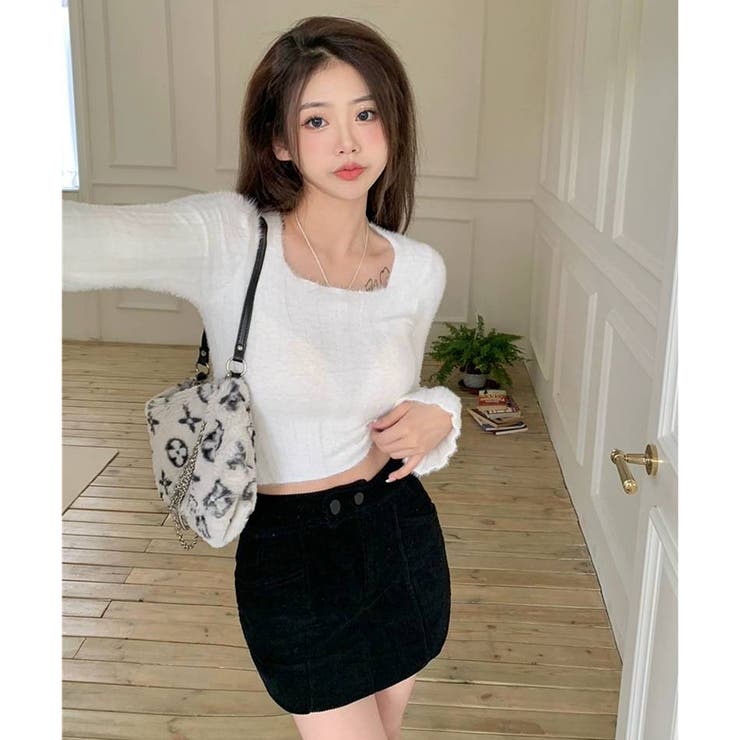 シャギーニット 短丈 スクエアネック ニット | Pumpkin  Port | 詳細画像7 