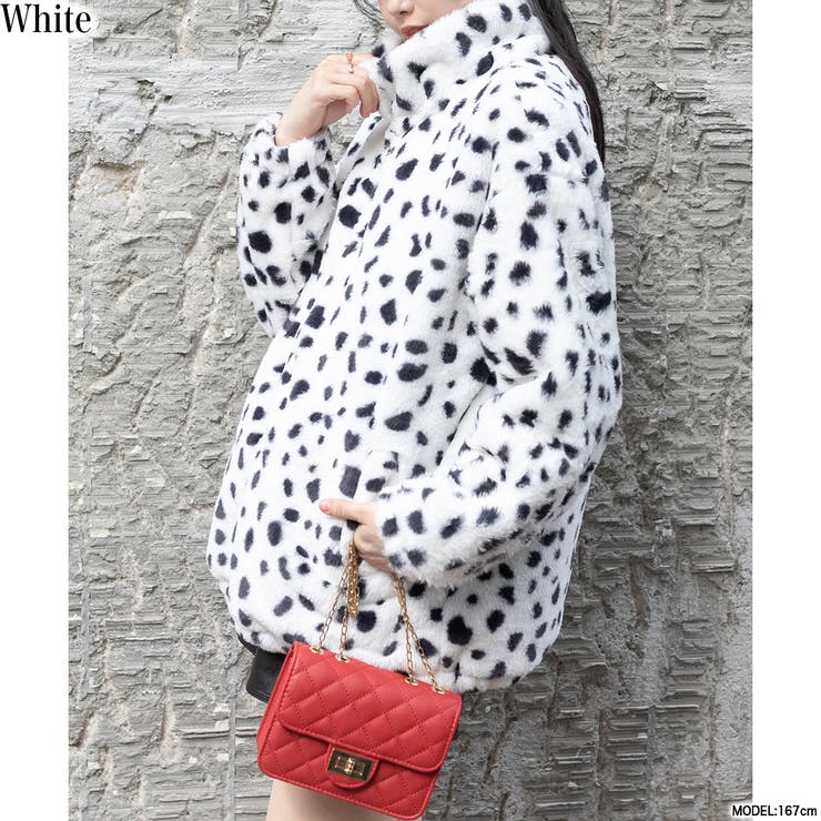 ふわふわ フェイクファー ダルメシアン柄 BIG ブルゾン 韓国