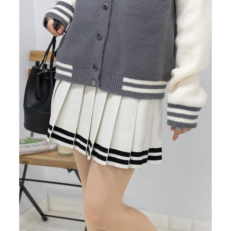 ライン入り インパン付 プリーツミニスカートS/M2サイズ 韓国