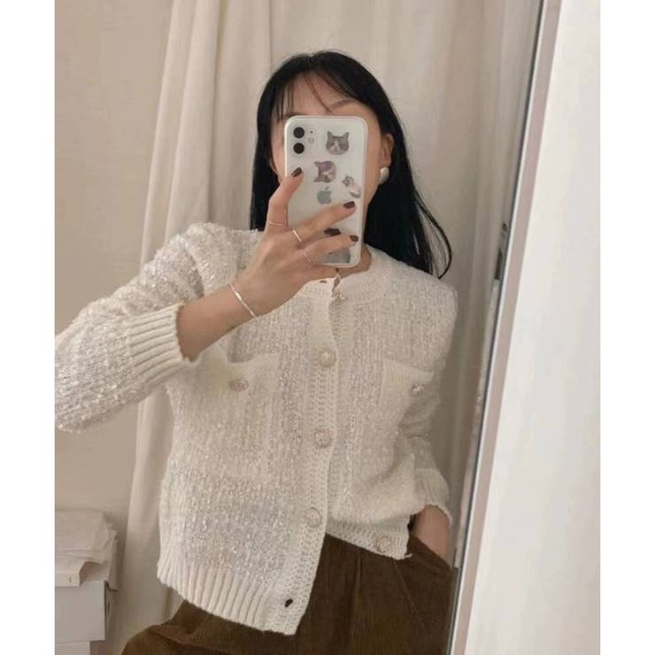 レトロな大人カジュアル ニットカーディガン 韓国 韓国ファッション | Pumpkin  Port | 詳細画像3 