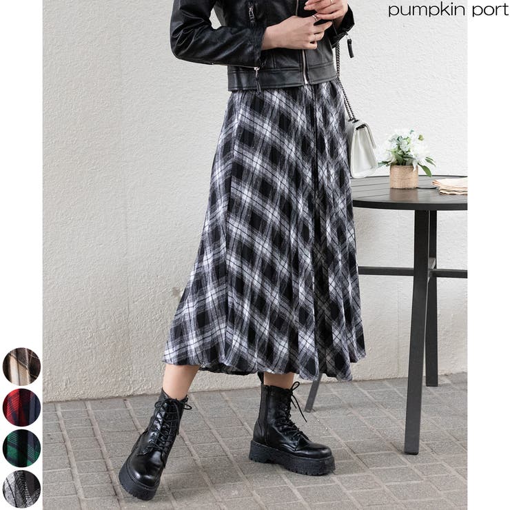 ネルチェック プリーツロングスカート | Pumpkin  Port | 詳細画像1 