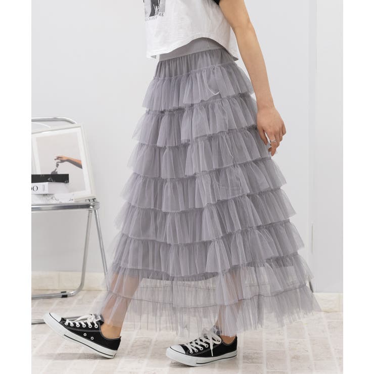 PAMEO POSE店舗限定ブラックチュールグリッタースカート PAMEO POSE店舗限定ブラックチュールグリッタースカート PAMEO