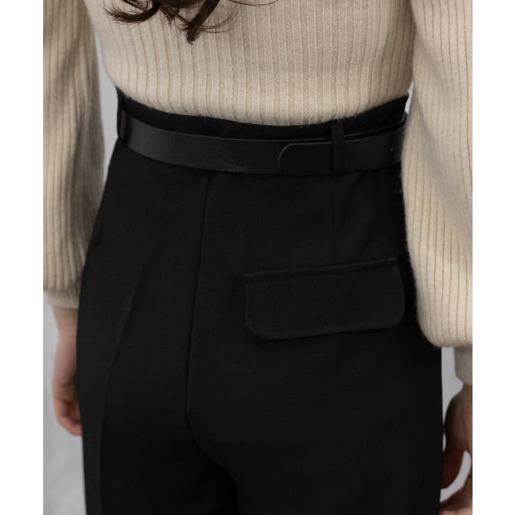 タック使い センターシーム ベルト付 ワイドパンツ[品番