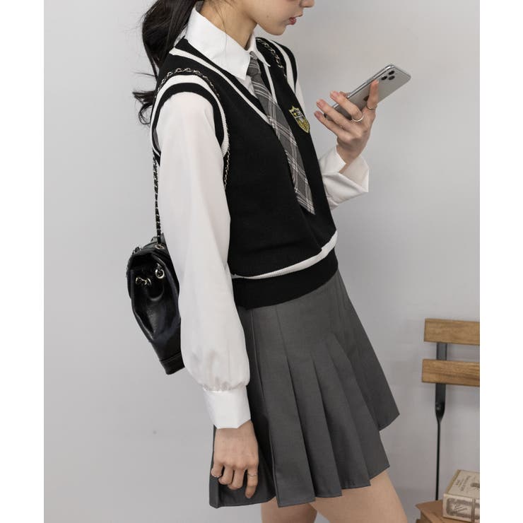 売れ筋がひ！ ベストレイヤードシャツ+プリーツミニスカート セットアップ トップス