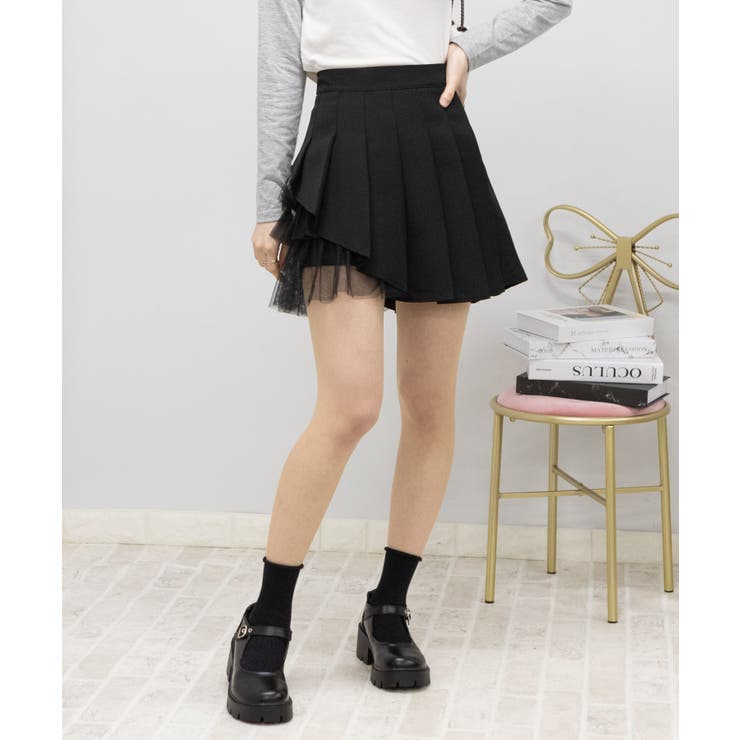 サイドチュールフリル インパン付 プリーツミニスカート | Pumpkin  Port | 詳細画像11 