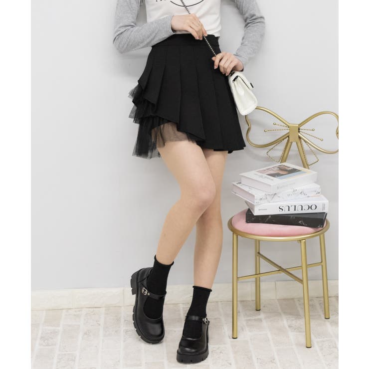 サイドチュールフリル インパン付 プリーツミニスカート | Pumpkin  Port | 詳細画像19 