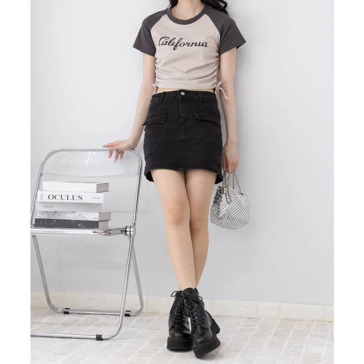 ストレッチデニム インパン付 ミニスカート[品番：PPNW0004263