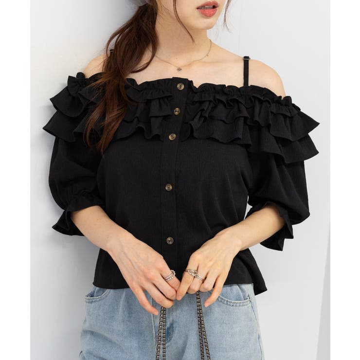 acka フリルオフショルダー フリルオフショルNTPO|ems excite | RETRO GIRL ONLINE STORE レトロ