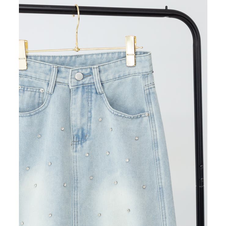POMME d'amour ラインストーン デニムスカート original/再入荷】rhinestone denim skirt | POMME d'amour