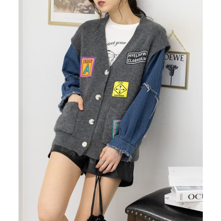 Paul Smith JEANS ✨カーディガン 切替デザイン ロゴ刻印ボタン