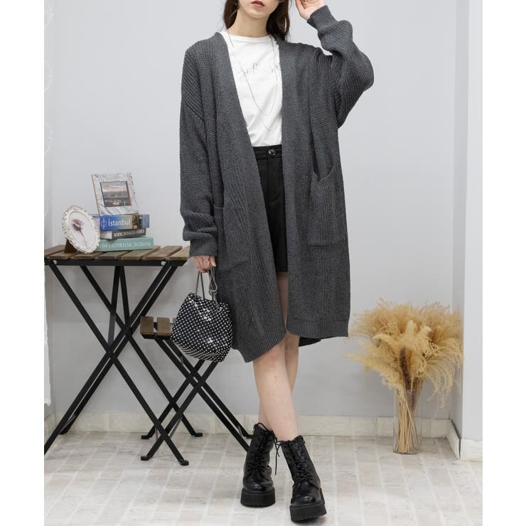 畔ニットロング カーディガン[品番：PPNW0004491]｜Pumpkin Port