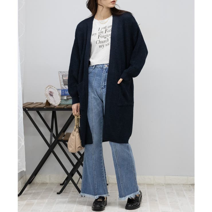 畔ニットロング カーディガン[品番：PPNW0004491]｜Pumpkin Port