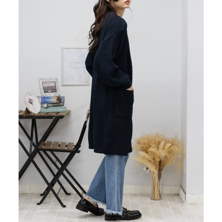 畔ニットロング カーディガン[品番：PPNW0004491]｜Pumpkin Port