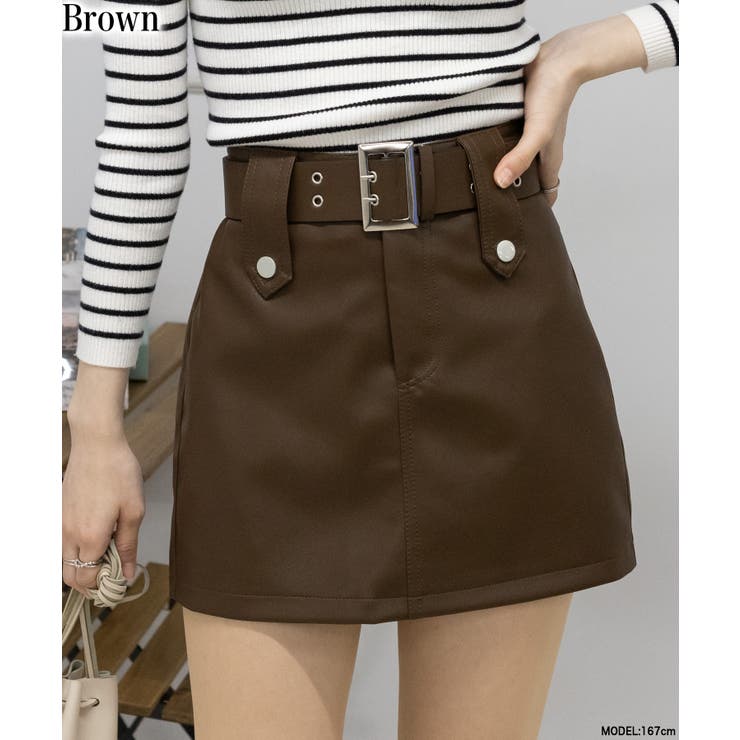 太ベルト付 インパン付ミニスカート[品番：PPNW0004498]｜Pumpkin Port