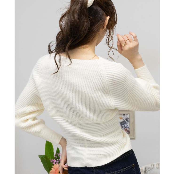 【新作入荷!!】  カシュクール リブニットトップス[品番：PPNW0004526]｜Pumpkin トップス