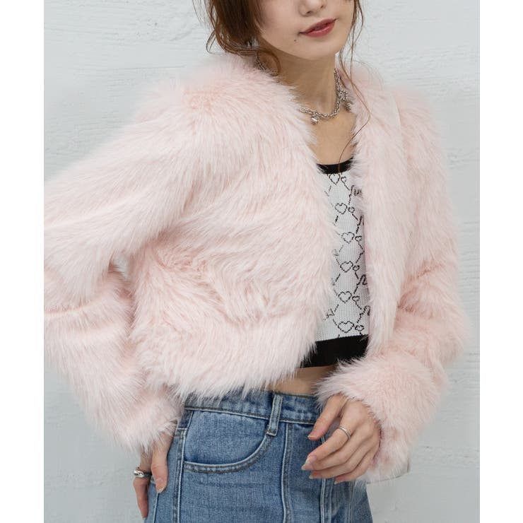 フェイクファー ショート丈 ボレロジャケット[品番：PPNW0004536  