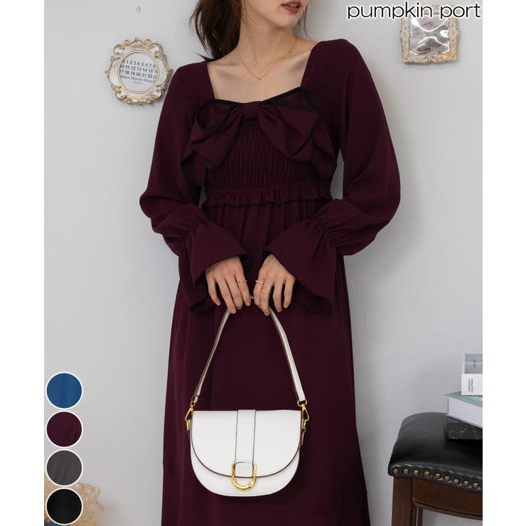 MA✽RS♡シャンパンローズ柄♡ドット♡胸元おりぼん♡キャミワンピース♡黒ピンク 大きい胸専用】小花柄着やせキャミワンピース（裏地付、ポケット