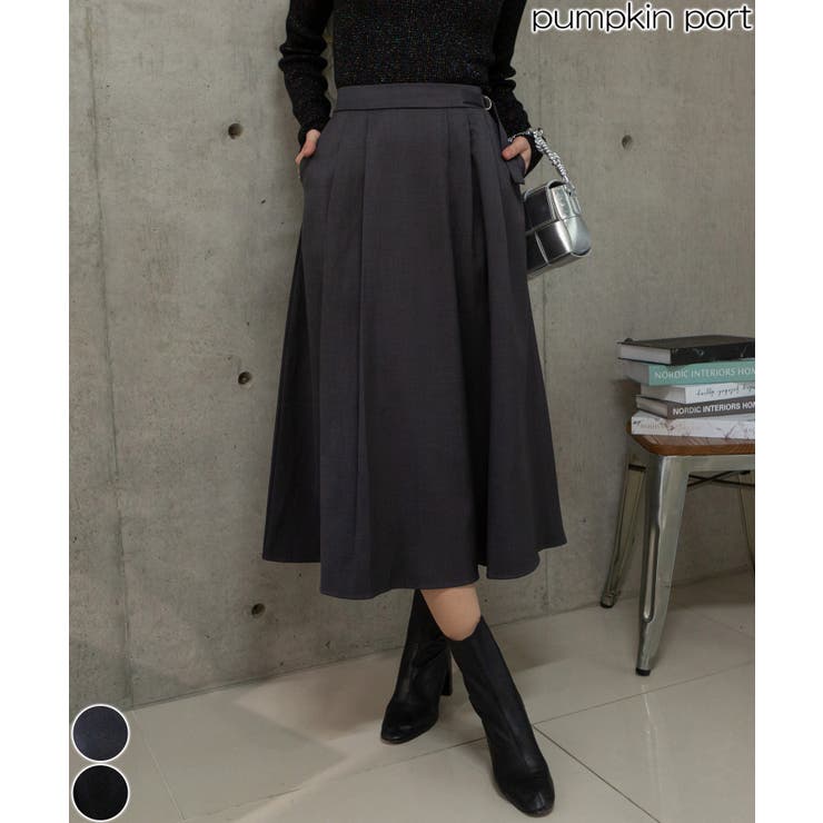 サイドプリーツD管付ロングスカート[品番:PPNW0004585 サイドプリーツD管付ロングスカート[品番:PPNW0004585