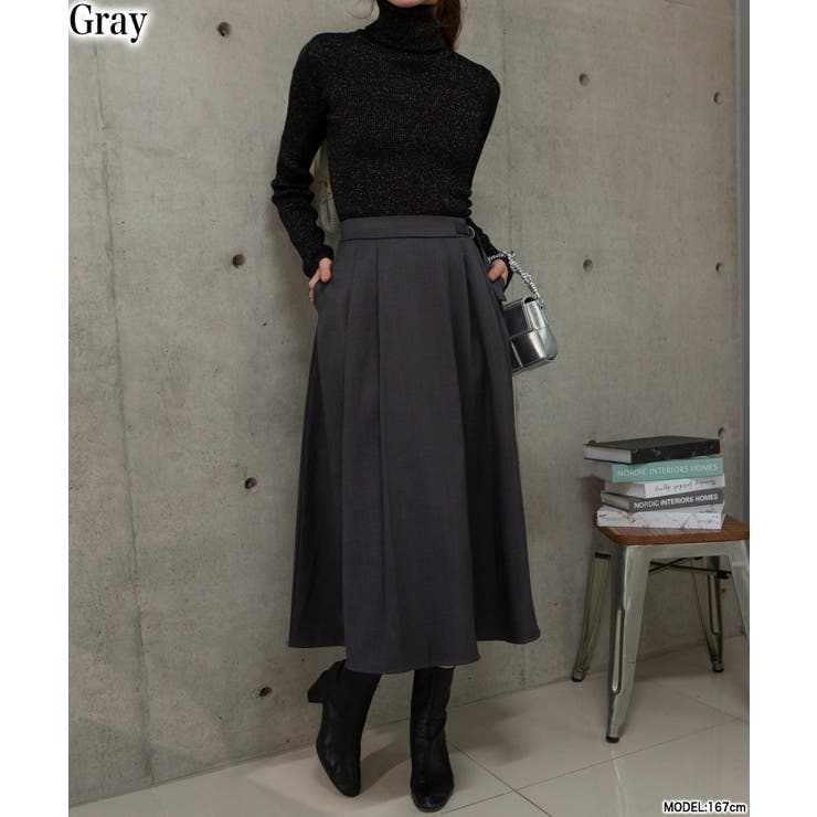 サイドプリーツD管付ロングスカート[品番：PPNW0004585]｜Pumpkin Port