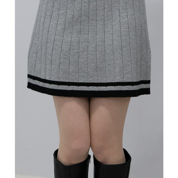 ニットカーデ+ミニプリーツスカート セットアップ[品番：PPNW0004612