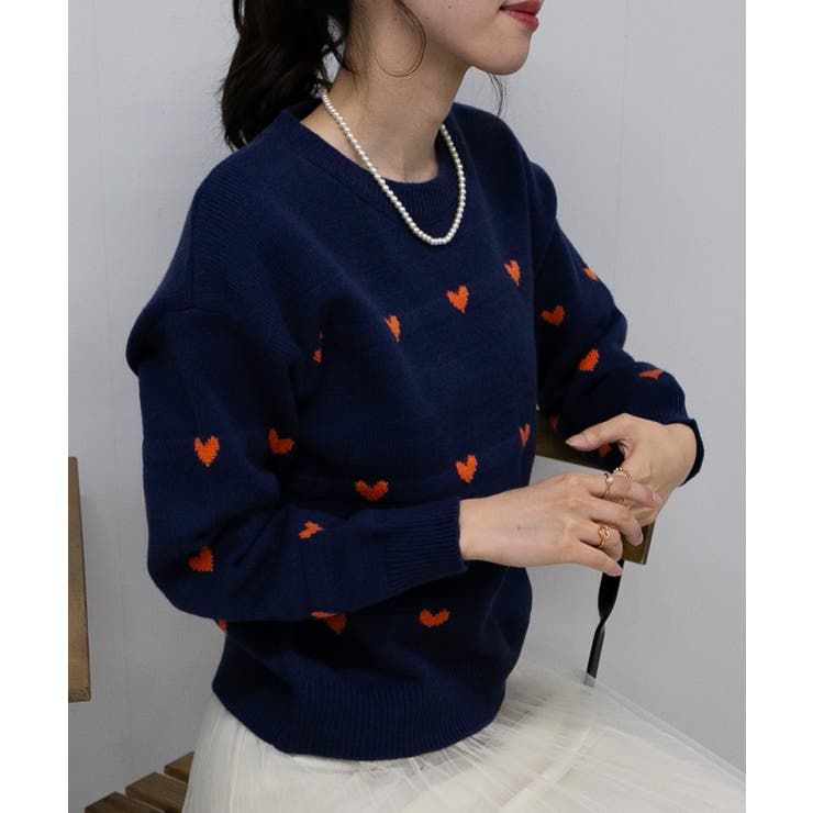 ハート柄ニット トップス[品番：PPNW0004614]｜Pumpkin Port